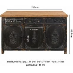 MADE IN MEUBLES Buffet En Pin Massif Brossé Bastille - Noir 5 MADE IN MEUBLES Buffet En Pin Massif Brossé Bastille - Noir -Buffet et enfilade Soldes 23347397 2