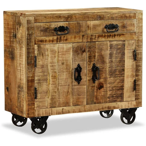 ASUPERMALL Buffet Avec 2 Tiroirs Et 1 Armoire Bois De Manguier Brut 1 ASUPERMALL Buffet Avec 2 Tiroirs Et 1 Armoire Bois De Manguier Brut