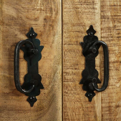 ASUPERMALL Buffet Avec 2 Tiroirs Et 1 Armoire Bois De Manguier Brut 3 ASUPERMALL Buffet Avec 2 Tiroirs Et 1 Armoire Bois De Manguier Brut – Image 3