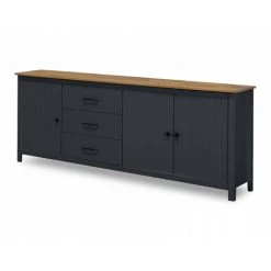 Buffets BOBOCHIC - Buffet Bas 150 Cm MEGANE Bleu Et Bois Clair - Bleu