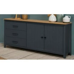 Buffets BOBOCHIC - Buffet Bas 150 Cm MEGANE Bleu Et Bois Clair - Bleu -Buffet et enfilade Soldes 23409556 3