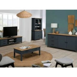 Buffets BOBOCHIC - Buffet Bas 150 Cm MEGANE Bleu Et Bois Clair - Bleu -Buffet et enfilade Soldes 23409556 4