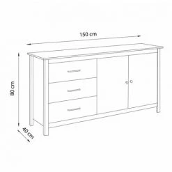 Buffets BOBOCHIC - Buffet Bas 150 Cm MEGANE Bleu Et Bois Clair - Bleu -Buffet et enfilade Soldes 23409556 5
