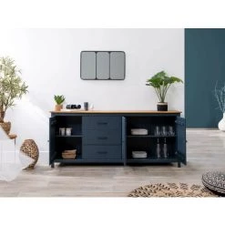 Buffets BOBOCHIC - Buffet 190 Cm MEGANE Bleu Et Bois Clair - Bleu -Buffet et enfilade Soldes 23409561 4