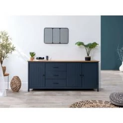 Buffets BOBOCHIC - Buffet 190 Cm MEGANE Bleu Et Bois Clair - Bleu -Buffet et enfilade Soldes 23409561 5