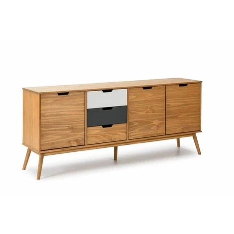 Buffets BOBOCHIC - Buffet 171 Cm ALMA Bois Clair, Gris Et Blanc - Marron 1 Buffets BOBOCHIC - Buffet 171 Cm ALMA Bois Clair, Gris Et Blanc - Marron