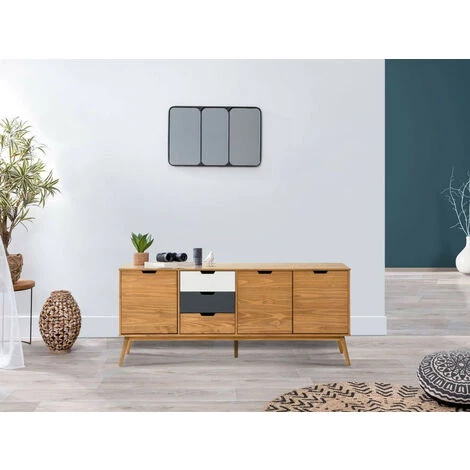 Buffets BOBOCHIC - Buffet 171 Cm ALMA Bois Clair, Gris Et Blanc - Marron 2 Buffets BOBOCHIC - Buffet 171 Cm ALMA Bois Clair, Gris Et Blanc - Marron – Image 2