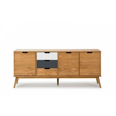 Buffets BOBOCHIC - Buffet 171 Cm ALMA Bois Clair, Gris Et Blanc - Marron 3 Buffets BOBOCHIC - Buffet 171 Cm ALMA Bois Clair, Gris Et Blanc - Marron – Image 3