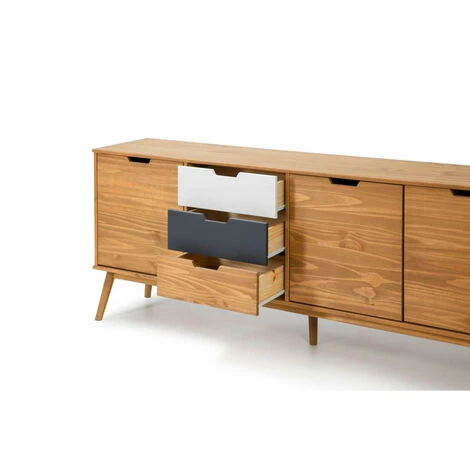 Buffets BOBOCHIC - Buffet 171 Cm ALMA Bois Clair, Gris Et Blanc - Marron 4 Buffets BOBOCHIC - Buffet 171 Cm ALMA Bois Clair, Gris Et Blanc - Marron – Image 4