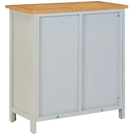 VidaXL Armoire 70x35x75 Cm Bois De Chêne Massif - Gris 3 VidaXL Armoire 70x35x75 Cm Bois De Chêne Massif - Gris – Image 3