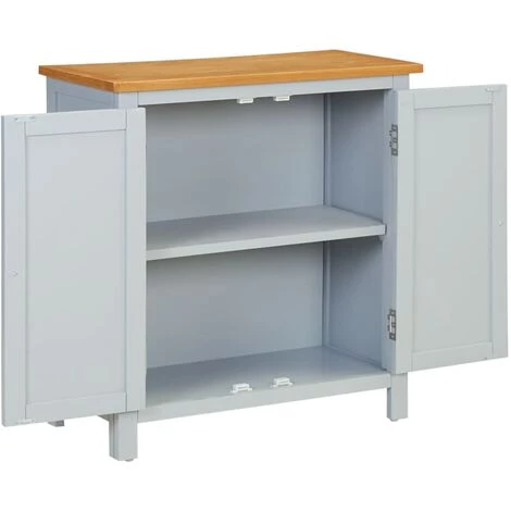 VidaXL Armoire 70x35x75 Cm Bois De Chêne Massif - Gris 5 VidaXL Armoire 70x35x75 Cm Bois De Chêne Massif - Gris – Image 5
