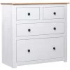 Topdeal Buffet Blanc 80x40x83 Cm Pin Gamme Panama