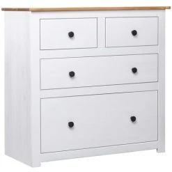 Topdeal Buffet Blanc 80x40x83 Cm Pin Gamme Panama