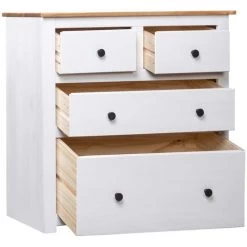 Topdeal Buffet Blanc 80x40x83 Cm Pin Gamme Panama -Buffet et enfilade Soldes 23526552 3