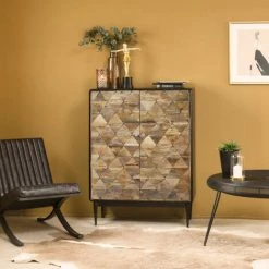 MADE IN MEUBLES Buffet Haut En Métal Et Bois De Manguier Célia - Noir 7 MADE IN MEUBLES Buffet Haut En Métal Et Bois De Manguier Célia - Noir -Buffet et enfilade Soldes 23544800 4