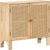 VidaXL Buffet 80x30x73 Cm Bois De Manguier Massif Et Canne Naturelle - Brun