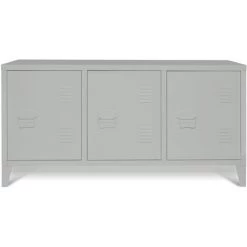 IDMARKET Buffet Bas 3 Portes ESTEL En Métal Gris Clair - Gris -Buffet et enfilade Soldes 23573705 4