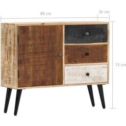 ASUPERMALL Buffet 88 X 30 X 73 Cm Bois De Manguier Massif -Buffet et enfilade Soldes 23636859 5