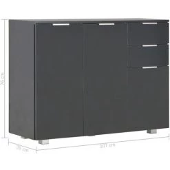 ASUPERMALL Buffet Noir Brillant 107 X 35 X 76 Cm 8 ASUPERMALL Buffet Noir Brillant 107 X 35 X 76 Cm -Buffet et enfilade Soldes 23636870 4