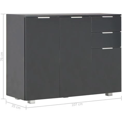ASUPERMALL Buffet Noir Brillant 107 X 35 X 76 Cm 4 ASUPERMALL Buffet Noir Brillant 107 X 35 X 76 Cm – Image 4