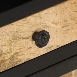 VidaXL Buffet 45x32x110 Cm Bois De Manguier Solide - Noir -Buffet et enfilade Soldes 23707896 5