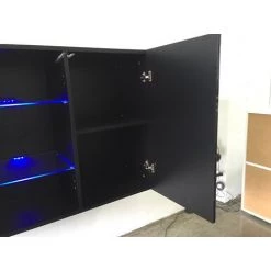 DESIGN AMEUBLEMENT Buffet Modèle Nora A2 Blanc Et Noir Brillant - Blanc/Noir -Buffet et enfilade Soldes 23733719 5