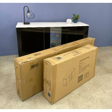 DESIGN AMEUBLEMENT Buffet Bahut 3 Portes 2 étagères Vitrine Avec LED | 120 X 70 X 40 Cm | Couleur Noir Et Blanc Finition Brillante | Meuble De Rangement | Modèle LUKE A1 - Noir/Blanc 5 DESIGN AMEUBLEMENT Buffet Bahut 3 Portes 2 étagères Vitrine Avec LED | 120 X 70 X 40 Cm | Couleur Noir Et Blanc Finition Brillante | Meuble De Rangement | Modèle LUKE A1 - Noir/Blanc – Image 5