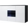 DESIGN AMEUBLEMENT Buffet Bahut 3 Portes 2 étagères Vitrine Avec LED | 120 X 70 X 40 Cm | Couleur Noir Et Blanc Finition Brillante | Meuble De Rangement | Modèle LUKE A2 - Noir/Blanc