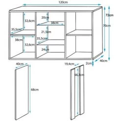 DESIGN AMEUBLEMENT Buffet Bahut 3 Portes 2 étagères Vitrine Avec LED | 120 X 72 X 40 Cm | Couleur Blanc Et Noir Finition Brillante | Meuble De Rangement | Modèle LUKE A1 - Blanc/Noir -Buffet et enfilade Soldes 23733971 4