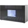 DESIGN AMEUBLEMENT Buffet Bahut 3 Portes 2 étagères Vitrine Avec LED | 120 X 72 X 40 Cm | Couleur Blanc Et Noir Finition Brillante | Meuble De Rangement | Modèle LUKE A2 - Blanc/Noir