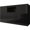 DESIGN AMEUBLEMENT Buffet Bahut 3 Portes | 140 X 80 X 40 Cm | Couleur Noir Finition Brillante | Meuble De Rangement | Modèle NEVADA - Noir