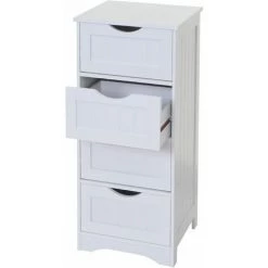 Commode HHG-594, 4 Tiroirs, 82x40x35cm, Blanc