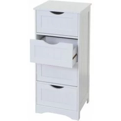 Commode HHG-594, 4 Tiroirs, 82x40x35cm, Blanc -Buffet et enfilade Soldes 23735201 3