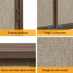 COSTWAY Commode Meuble De Rangement En Bois, Avec 2 Porte Coulissante Et Etagère De Rangement Réglable 86x44,5x91,5CM -Buffet et enfilade Soldes 23796601 3