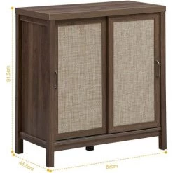 COSTWAY Commode Meuble De Rangement En Bois, Avec 2 Porte Coulissante Et Etagère De Rangement Réglable 86x44,5x91,5CM -Buffet et enfilade Soldes 23796601 5