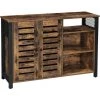 VASAGLE Meuble De Rangement, Buffet, Avec Placard 2 Portes, étagères Réglables, Pour Salle à Manger, Salon, Cuisine, 110 X 33 X 75 Cm, Style Industriel, Marron Rustique Et Noir Par SONGMICS LSC083B01 - Marron Rustique Et Noir