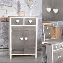 Melko Commode Couloir En Blanc/gris Avec Poignées En Forme De Coeur 73 Cm X 31 Cm X 51 Cm (h X L X L) 9 Melko Commode Couloir En Blanc/gris Avec Poignées En Forme De Coeur 73 Cm X 31 Cm X 51 Cm (h X L X L) -Buffet et enfilade Soldes 24030751 5