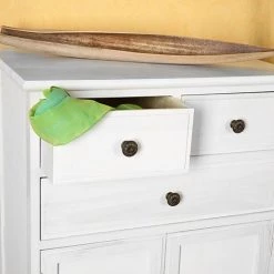 Melko Buffet Buffet à 2 Portes Armoire Blanche Armoire à Tiroirs Armoire à Usages Multiples Bois Nostalgie Antique Shabby Chic -Buffet et enfilade Soldes 24031719 3