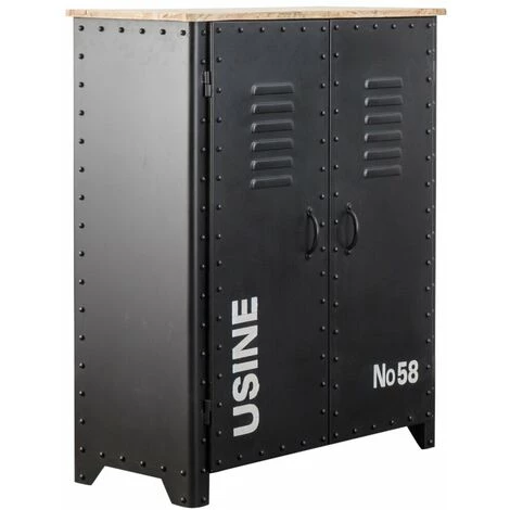 MADE IN MEUBLES Buffet Vintage En Métal Noir Arthus - Noir 2 MADE IN MEUBLES Buffet Vintage En Métal Noir Arthus - Noir – Image 2