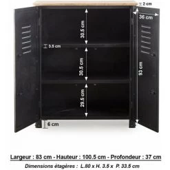 MADE IN MEUBLES Buffet Vintage En Métal Noir Arthus - Noir 6 MADE IN MEUBLES Buffet Vintage En Métal Noir Arthus - Noir -Buffet et enfilade Soldes 24061928 3