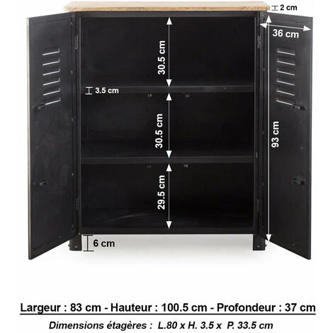 MADE IN MEUBLES Buffet Vintage En Métal Noir Arthus - Noir 3 MADE IN MEUBLES Buffet Vintage En Métal Noir Arthus - Noir – Image 3