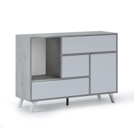 SKRAUT HOME Buffet Pour Salon/salle A Manger, WIND 1 Porte, 3 Tiroirs, Structure Couleur CIMENT, Porte Et Tiroirs Couleur BLANC MAT. Mesures: 120x40x86cm. - GRIS 1 SKRAUT HOME Buffet Pour Salon/salle A Manger, WIND 1 Porte, 3 Tiroirs, Structure Couleur CIMENT, Porte Et Tiroirs Couleur BLANC MAT. Mesures: 120x40x86cm. - GRIS