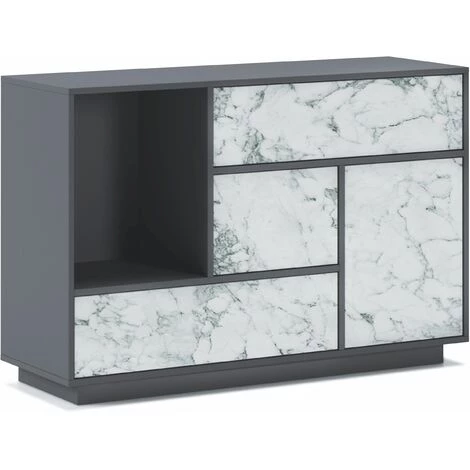 SKRAUT HOME Buffet De Salon/salle A Manger, Buffet Modele MARBRE 1 Porte, 3 Tiroirs. Couleur De La Structure GRIS GRAPHITE, Couleur De La Porte Et Des Tiroirs MARBRE BLANC MAT. Dimensions : 120x40x80cm. - GRIS 1 SKRAUT HOME Buffet De Salon/salle A Manger, Buffet Modele MARBRE 1 Porte, 3 Tiroirs. Couleur De La Structure GRIS GRAPHITE, Couleur De La Porte Et Des Tiroirs MARBRE BLANC MAT. Dimensions : 120x40x80cm. - GRIS
