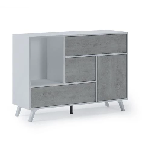 SKRAUT HOME Buffet De Salon/salle A Manger, Buffet WIND 1 Porte, 3 Tiroirs, Structure Couleur BLANC MAT, Porte Et Tiroirs Couleur CIMENT. Taille : 120x40x86cm. - BLANC 1 SKRAUT HOME Buffet De Salon/salle A Manger, Buffet WIND 1 Porte, 3 Tiroirs, Structure Couleur BLANC MAT, Porte Et Tiroirs Couleur CIMENT. Taille : 120x40x86cm. - BLANC