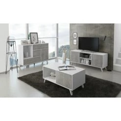 SKRAUT HOME Buffet De Salon/salle A Manger, Buffet WIND 1 Porte, 3 Tiroirs, Structure Couleur BLANC MAT, Porte Et Tiroirs Couleur CIMENT. Taille : 120x40x86cm. - BLANC 8 SKRAUT HOME Buffet De Salon/salle A Manger, Buffet WIND 1 Porte, 3 Tiroirs, Structure Couleur BLANC MAT, Porte Et Tiroirs Couleur CIMENT. Taille : 120x40x86cm. - BLANC -Buffet et enfilade Soldes 24113806 4