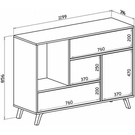 SKRAUT HOME Buffet De Salon/salle A Manger, Buffet WIND 1 Porte, 3 Tiroirs, Structure Couleur BLANC MAT, Porte Et Tiroirs Couleur CIMENT. Taille : 120x40x86cm. - BLANC 5 SKRAUT HOME Buffet De Salon/salle A Manger, Buffet WIND 1 Porte, 3 Tiroirs, Structure Couleur BLANC MAT, Porte Et Tiroirs Couleur CIMENT. Taille : 120x40x86cm. - BLANC – Image 5