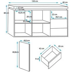 DESIGN AMEUBLEMENT Buffet Bahut 2 Portes 3 Tiroirs Avec LED | 150 X 80 X 40 Cm | Couleur Blanc Finition Brillante | Meuble De Rangement | Modèle OSIM - Blanc -Buffet et enfilade Soldes 24118785 3