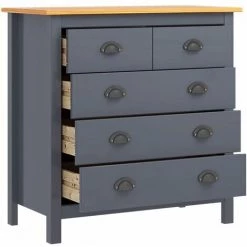 ASUPERMALL Buffet Hill Range Gris 79x40x80 Cm Bois De Pin Solide -Buffet et enfilade Soldes 24166077 2