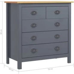 ASUPERMALL Buffet Hill Range Gris 79x40x80 Cm Bois De Pin Solide -Buffet et enfilade Soldes 24166077 5