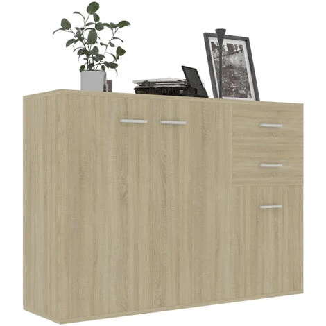 ASUPERMALL Buffet Chene Sonoma 105x30x75 Cm Agglomere 3 ASUPERMALL Buffet Chene Sonoma 105x30x75 Cm Agglomere – Image 3